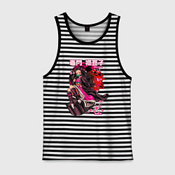 Майка мужская хлопок Клинок рассекающий демонов Незуко луна, цвет: черная тельняшка