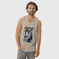 Майка мужская хлопок Клинок рассекающий демонов Obanai Iguro, цвет: миндальный — фото 2