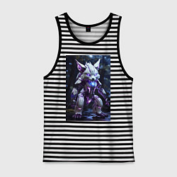 Мужская майка Киборг лиса с неоновой подсветкой