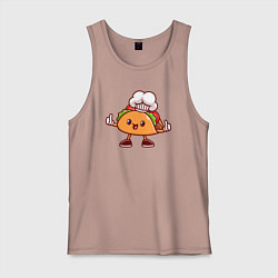 Майка мужская хлопок Тако повар, цвет: пыльно-розовый