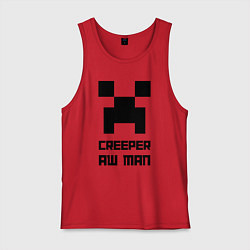 Майка мужская хлопок Creeper Aw Man, Майнкрафт мем, цвет: красный