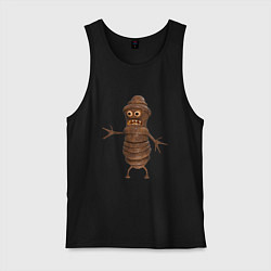Майка мужская хлопок Сartoon worm character brown, цвет: черный