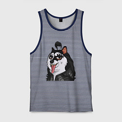 Майка мужская хлопок NFT Doge - Kiss, цвет: синяя тельняшка