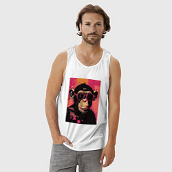 Майка мужская хлопок Крутая обезьянка, цвет: белый — фото 2