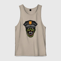 Майка мужская хлопок Зомби полицейский, цвет: миндальный