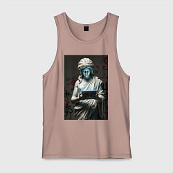 Майка мужская хлопок Античная статуя с планшетом, цвет: пыльно-розовый