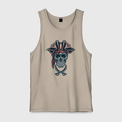 Майка мужская хлопок Мёртвый пират, цвет: миндальный