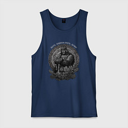 Майка мужская хлопок Воин живёт вечно, цвет: тёмно-синий