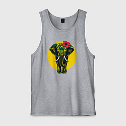 Майка мужская хлопок Слон и цветок, цвет: меланж