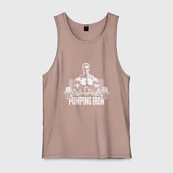 Майка мужская хлопок Арнольд - качай железо, цвет: пыльно-розовый