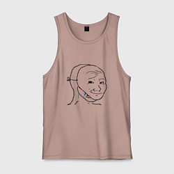 Майка мужская хлопок Плачущий в маске мем, цвет: пыльно-розовый