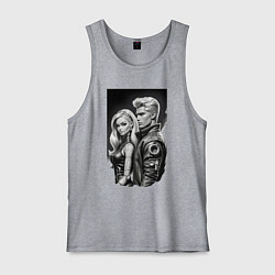 Майка мужская хлопок Барби и Кен - киберпанк эскиз, цвет: меланж