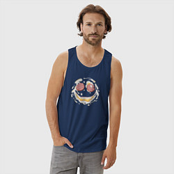 Майка мужская хлопок Лакомый кусочек-яичница с улыбкой, цвет: тёмно-синий — фото 2