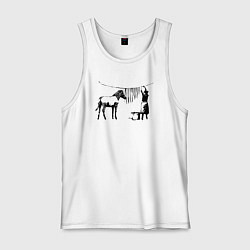 Майка мужская хлопок Banksy zebra, цвет: белый