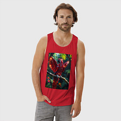 Майка мужская хлопок Попугай из драгоценных камней, цвет: красный — фото 2