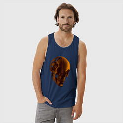 Майка мужская хлопок Оранжевый череп в тенях, цвет: тёмно-синий — фото 2