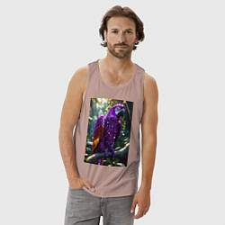 Майка мужская хлопок Попугай из драгоценных камней, цвет: пыльно-розовый — фото 2