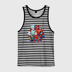 Майка мужская хлопок Spider-Man is Rick and Mortys friend, цвет: черная тельняшка