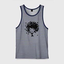 Майка мужская хлопок Милая весенняя девчонка, цвет: синяя тельняшка