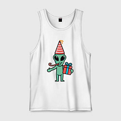 Майка мужская хлопок Инопланетянин с подарком, цвет: белый