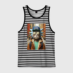 Майка мужская хлопок Рик Санчес в Нью-Йорке - нейроарт, цвет: черная тельняшка