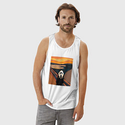 Майка мужская хлопок Крик картина мунка, цвет: белый — фото 2