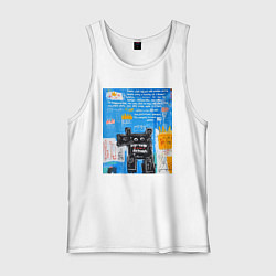 Майка мужская хлопок Абстрактная картина в стиле Баския, цвет: белый