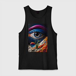 Майка мужская хлопок Синий глаз, цвет: черный