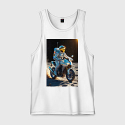 Мужская майка Космонавт ездит на мотоцикле по Луне