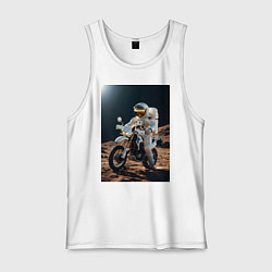 Мужская майка Космонавт ездит на мотоцикле по Луне