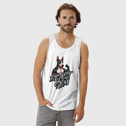 Майка мужская хлопок Beast gym dog, цвет: белый — фото 2