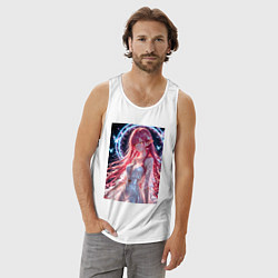 Майка мужская хлопок Сияющая фея с крыльями и бабочками, цвет: белый — фото 2