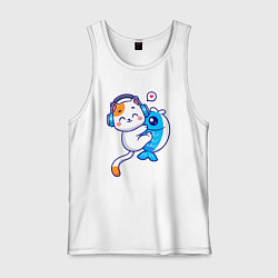 Мужская майка Котик и рыба