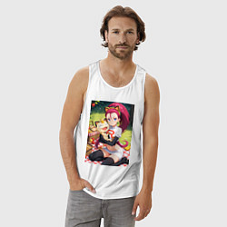 Майка мужская хлопок Джесси и Мяут на пикнике, цвет: белый — фото 2