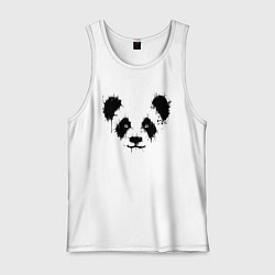 Майка мужская хлопок Морда панды - кляксы, цвет: белый