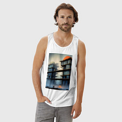 Майка мужская хлопок Архитектурный скелет, цвет: белый — фото 2