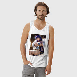 Майка мужская хлопок Raiden Shogun в откровенном наряде, цвет: белый — фото 2