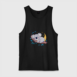 Майка мужская хлопок Сон коалы на ветке, цвет: черный