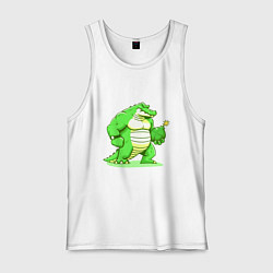 Майка мужская хлопок Крокодил опасен, цвет: белый