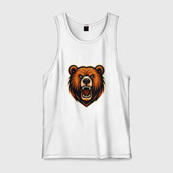 Майка мужская хлопок Рычащий медведь, цвет: белый