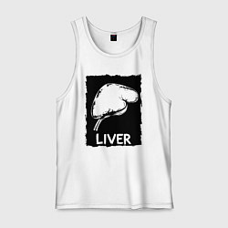 Майка мужская хлопок Печень в черном квадрате, цвет: белый