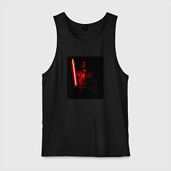 Майка мужская хлопок Вейдер с мечом во тьме, цвет: черный