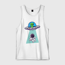 Майка мужская хлопок Похищение космонавта, цвет: белый