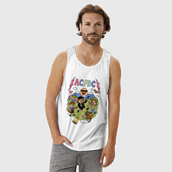 Майка мужская хлопок ACDC мультяшный стиль, цвет: белый — фото 2
