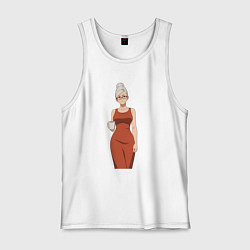 Майка мужская хлопок Dandadan Seiko в платье, цвет: белый