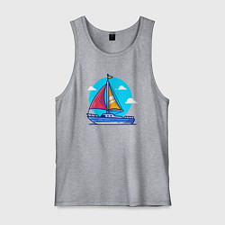 Майка мужская хлопок Яхта в море, цвет: меланж