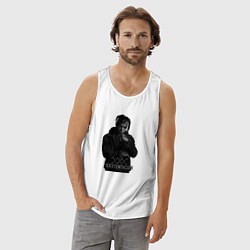 Майка мужская хлопок XXXTentacion грустный, цвет: белый — фото 2