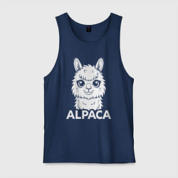 Майка мужская хлопок Альпака с большими глазами, цвет: тёмно-синий