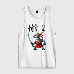 Майка мужская хлопок Bender bending robot with katana - samurai, цвет: белый