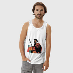 Майка мужская хлопок Спартанец поп-арт, цвет: белый — фото 2